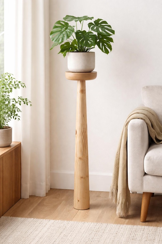 Tall Wood Pedestal Stand, Wooden Floor Display Stand