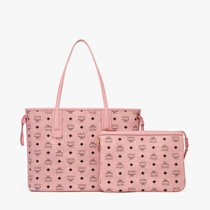 Bolso tote MCM Pink Visetos Monogram / Bolso de hombro estilo años 90 de Alemania Occidental. Regalo para ella.