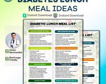 Lista produktów na lunch dla diabetyków, produkty o niskiej zawartości cukru (do pobrania w wersji cyfrowej)
