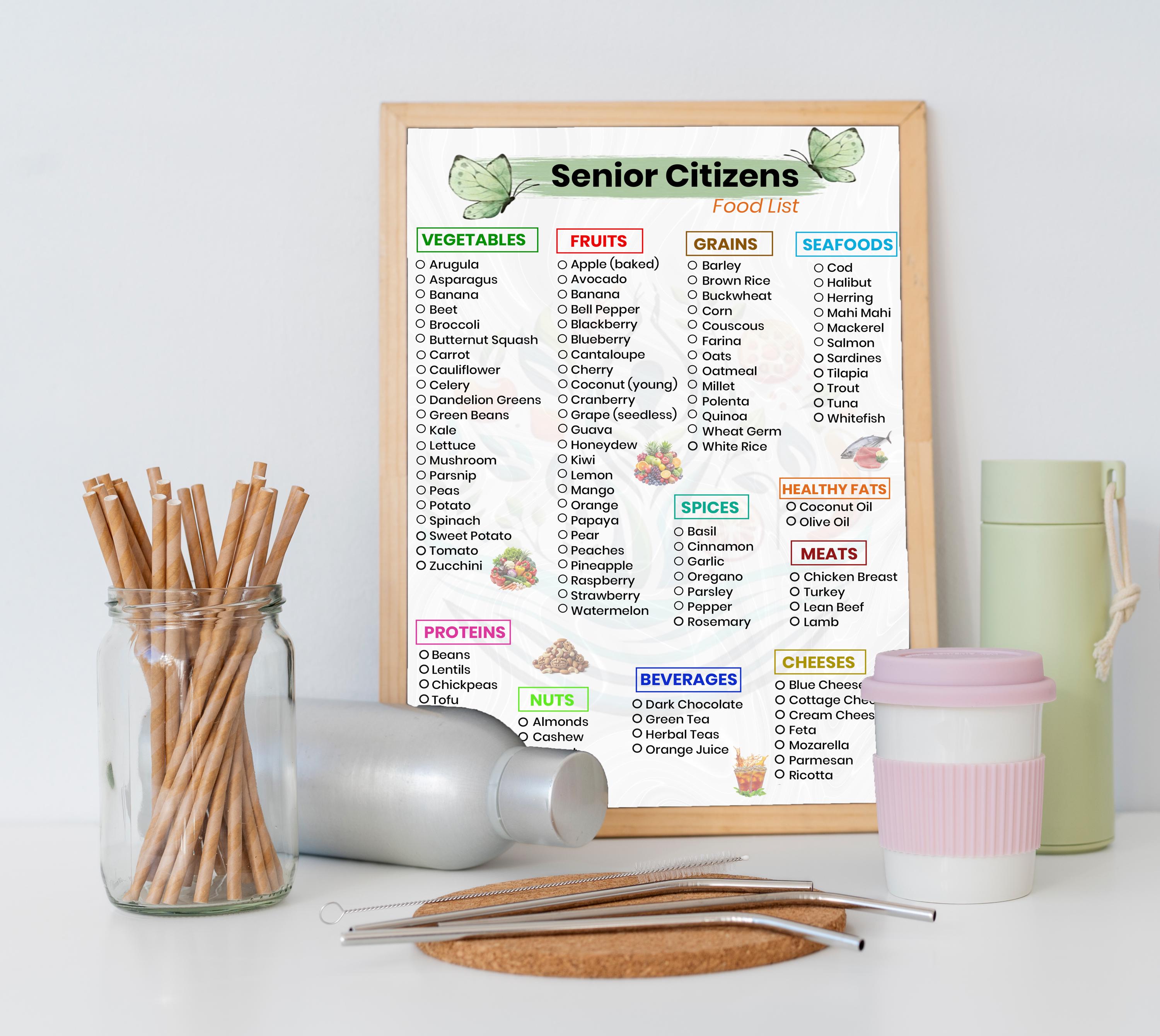 Senior Nutrition Guide, Healthy Aging Diet Chart (printable PDF) - Etsy UK
