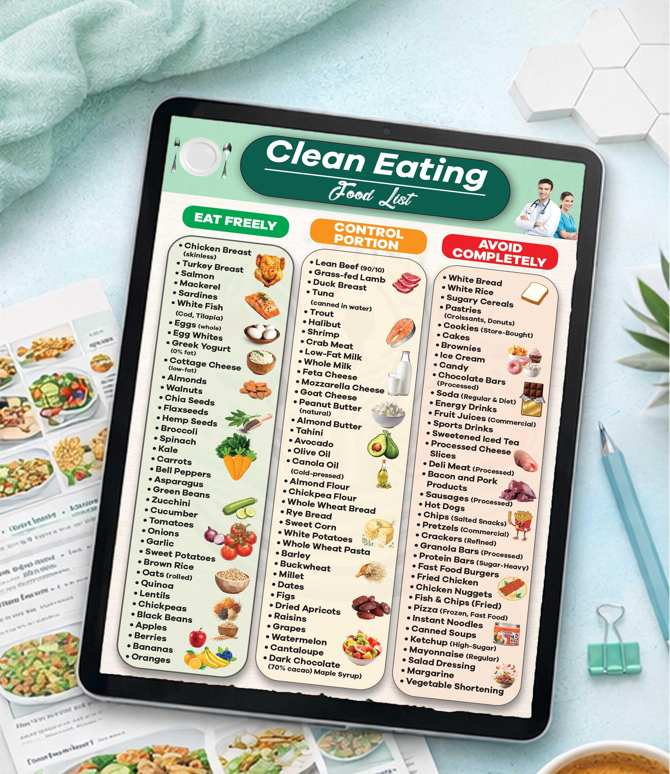 Clean Eating Food List, Healthy Grocery Guide (printable PDF) - Etsy