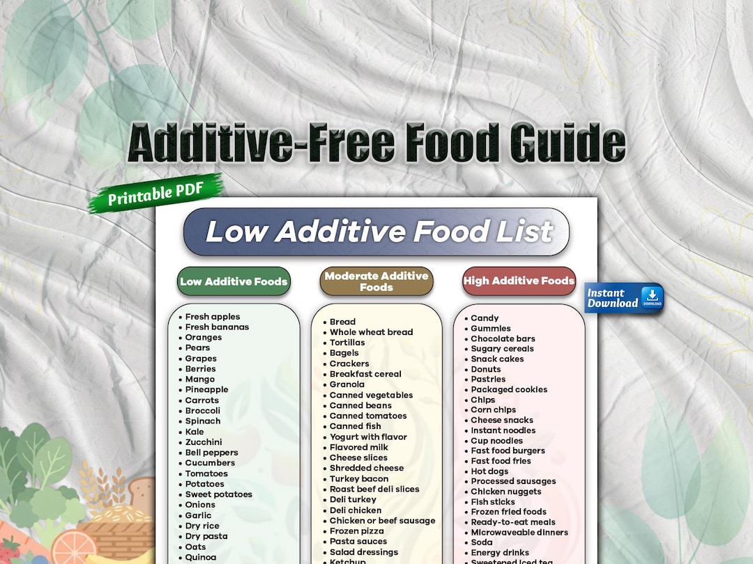 Low Additive Food List, Processed Foods Comparison Chart (PDF Download ...