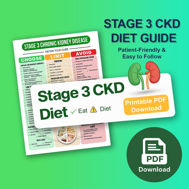 Stage 3 CKD Diet Food List, Renal Diet Chart, Printable PDF - Etsy