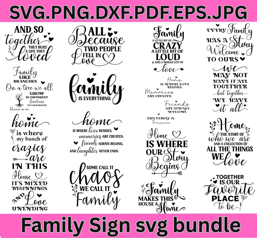 Family Sign SVG Bundle | Home & Family Quotes | Farmhouse Wall Decor ...