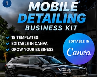 Mobile Detailing Business Kit, Editable Canva Templates for Quotes, Leads, Jobs & Local Marketing