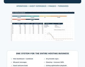 Airbnb Host Business Bundle | Vacation Rental Spreadsheet, Welcome Book, 80 Guest Messages, 24 Signs, Cleaning Checklists, STR Host Planner