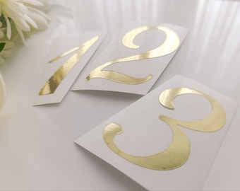 Vinyl Number Stickers for Wedding Table Signs,Custom Number Labels for Glass Balloons Mailbox,Gold Acrylic Table Numbers Decals, Party Decor