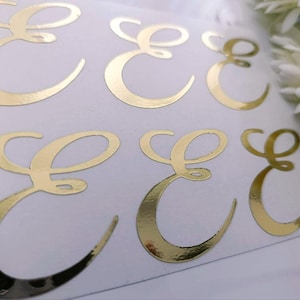 Pegatinas de letras de vinilo personalizadas, calcomanías de alfabeto personalizadas, letras cromadas doradas para tazas, letreros de boda, computadoras portátiles, ventanas de automóviles, espejos, botellas de agua.