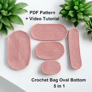 Wzór na szydełkową torbę 5 w 1 z owalnym dnem | Wzór PDF dla początkujących