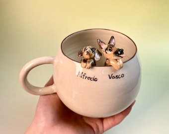 カスタムペットマグ/パーソナライズ犬用コーヒーカップ/3D猫ポートレート/ピーカブー動物彫刻マグ/手作りペットメモリアル/ペット愛好家へのユニークなギフト