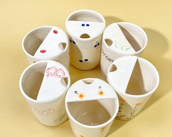 Gepersonaliseerde handbeschilderde mok, set keramische koffiekopjes, cadeau voor de bruidsmeisjes