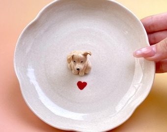Porte-bagues personnalisé pour animaux de compagnie, plateau à bijoux personnalisé pour chien et chat, portrait d'animal sculpté à la main (cadeau).