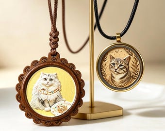 Ketting met gepersonaliseerd huisdierportret, hanger met foto van kat of hond, herdenkingssieraad van hout en metaal voor huisdieren, cadeau bij verlies van een huisdier, cadeau voor huisdiermoeder