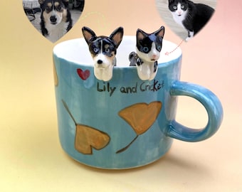 Gepersonaliseerde mok huisdierbeeldje, aangepaste 3D koffiekopje hond kat, handgemaakt aandenken cadeau van foto