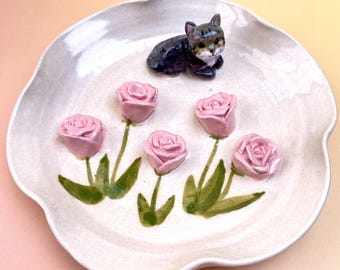 Custom keramisch ringbakje met 3D huisdier sculptuur Handgemaakte hond/kat sieradenbakje voor liefhebbers hond/kat sieradenbakje