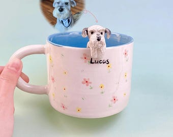 Mok portret hond kat, op maat gemaakt 3D koffiekopje huisdier, handgemaakt cadeau van foto