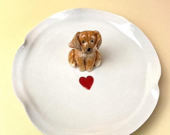 Porte-anneaux personnalisé pour animal de compagnie/plateau à bijoux personnalisé pour chien et chat/porte-bibelots en céramique sculpté à la main avec nom/cadeau unique pour elle/souvenir animalier