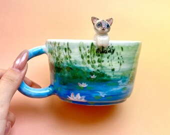 Mok dierenliefhebber, op maat gemaakte, met de hand gevormde 3D-koffiekop voor huisdieren, gepersonaliseerd hondenkatcadeau van foto