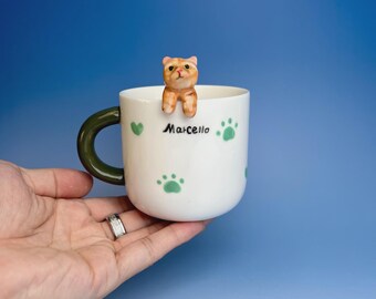 Kubek 3D z portretem zwierzaka – ręcznie robiony kubek na kawę z psem i kotem Peekaboo – spersonalizowany upominek na pamiątkę zwierzaka – prezent urodzinowy dla miłośnika zwierząt