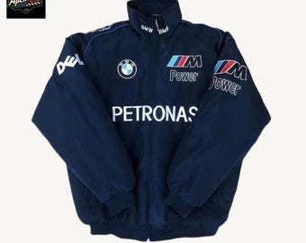 Vintage Petronas BMW Racing Jacket, Y2K Motorsport Bomber Streetwear