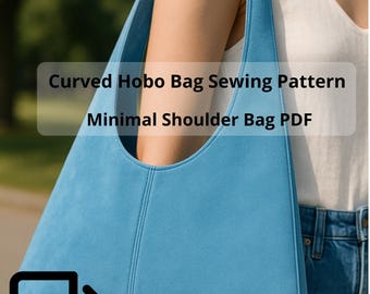 Molde em PDF para costura de bolsa hobo curva | Bolsa de ombro minimalista