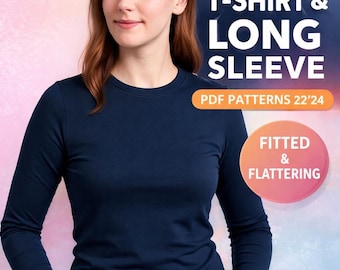 Molde para camiseta e blusa de manga comprida – Blusa de malha ajustada (molde em PDF)