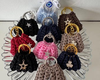 Mini Bag Charm - Handmade Crochet  Chic Keychain Accessory