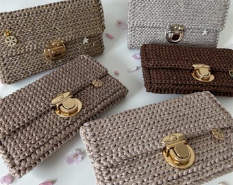 Luxury Sparkly Crochet Wallet with Elegant Charm - Handmade,Stylish & Chic Accessory