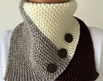 Multi Color Knit Neck Warmer with Buttons - Handmade & Stylish Scarf, Gift for Women