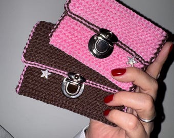 Set of  Handmade Brown-Pink Two-Tone Wallet & Card Holder - Luxury Gift Set