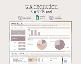 Small Business Tax Deduction Tracker, Google Sheets Spreadsheet