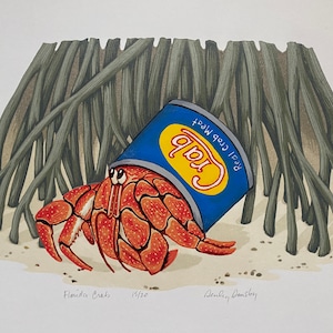 Florida Crab Lino Print: Limited Edition Reduction Art