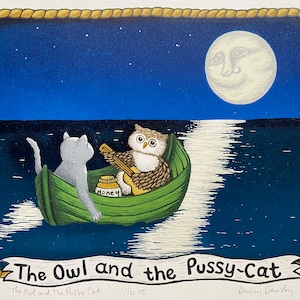 The Owl and the Pussy Cat Reduction Lino Print, Limited Edition, Edward ...