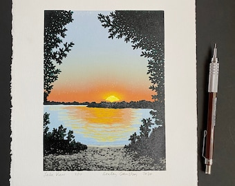 Lake View, Limited Edition Print, Lino Print