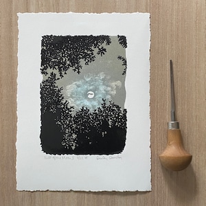 満月II 限定版リノ版画