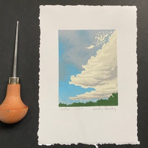 Gather Lino Print, Cloud Print, Cloudscape, Sky scape, Original Art, Limited Edition***Last Ones***