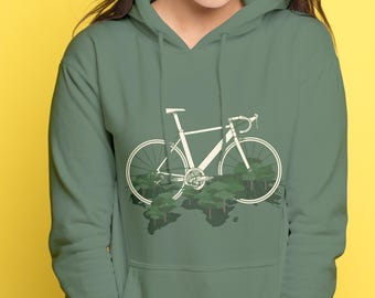 Bike Hoodie, Mens, Unisex Pullover, Zip-up, Bicycle Screen Print