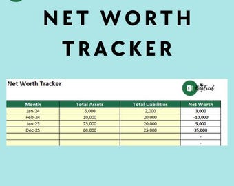 Automated Net Worth Tracker | Excel Spreadsheet Template (Digital Download)