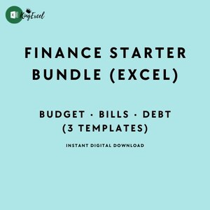 Finance Starter Bundle Excel Templates | Budget, Bills & Debt Snowball Trackers | Personal Finance Spreadsheets | Digital Download