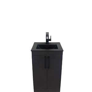 500mm Matt Black Vanity Unit with No-Plumbing Sink System | Plug-In Hot & Cold Water
