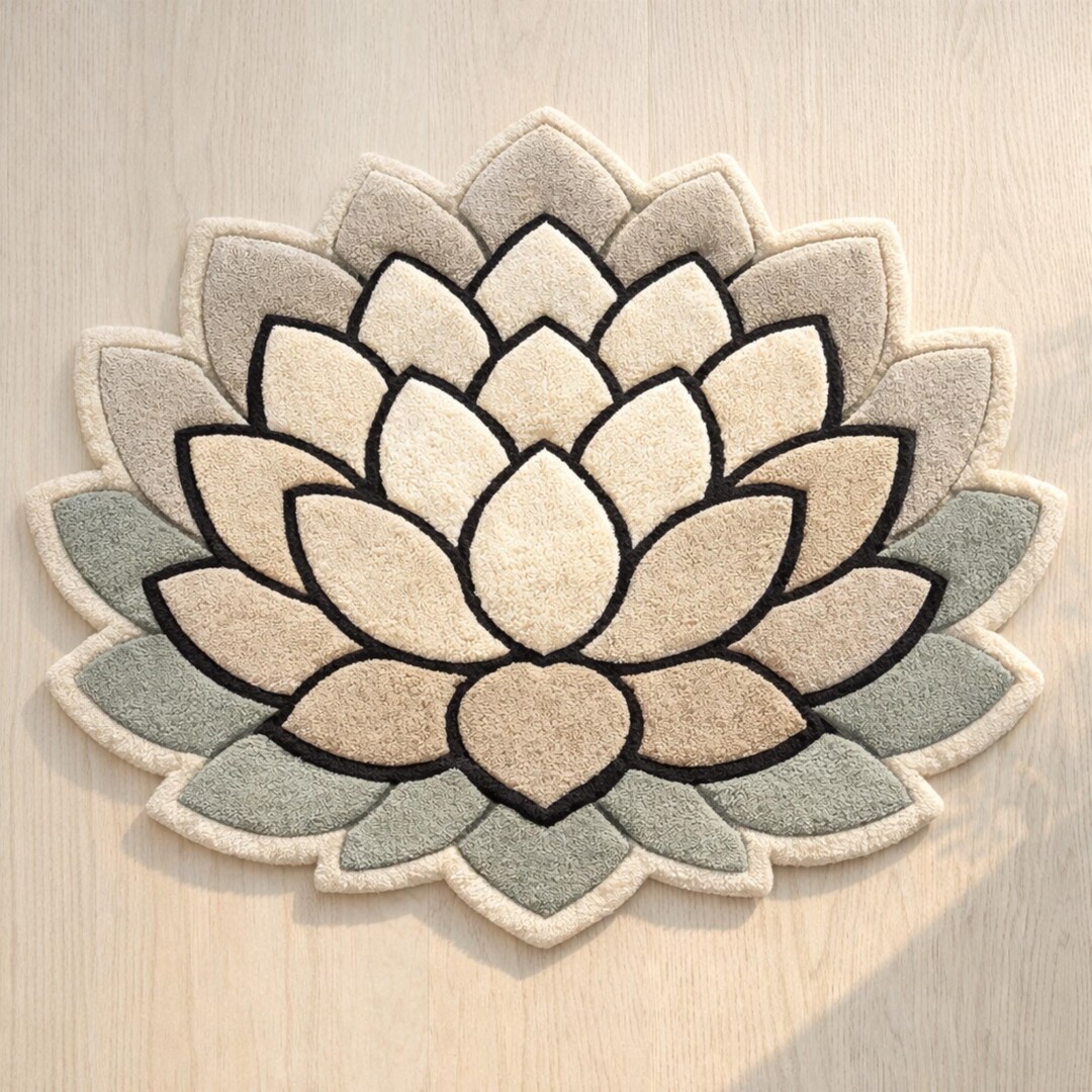 Modern Rug Lotus Rug Hand Tufted Lotus Flower Rug – Boho Floral Area Rug for Living Room ...