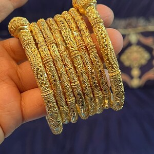 Pipe Structure 24K Gold Plated Bangles | Bridal Jewelry For Weddings | Pakistani Indian Asian Bridal Jewelry image 2