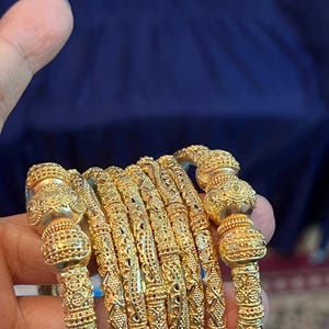 Pipe Structure 24K Gold Plated Bangles | Bridal Jewelry For Weddings | Pakistani Indian Asian Bridal Jewelry image 5
