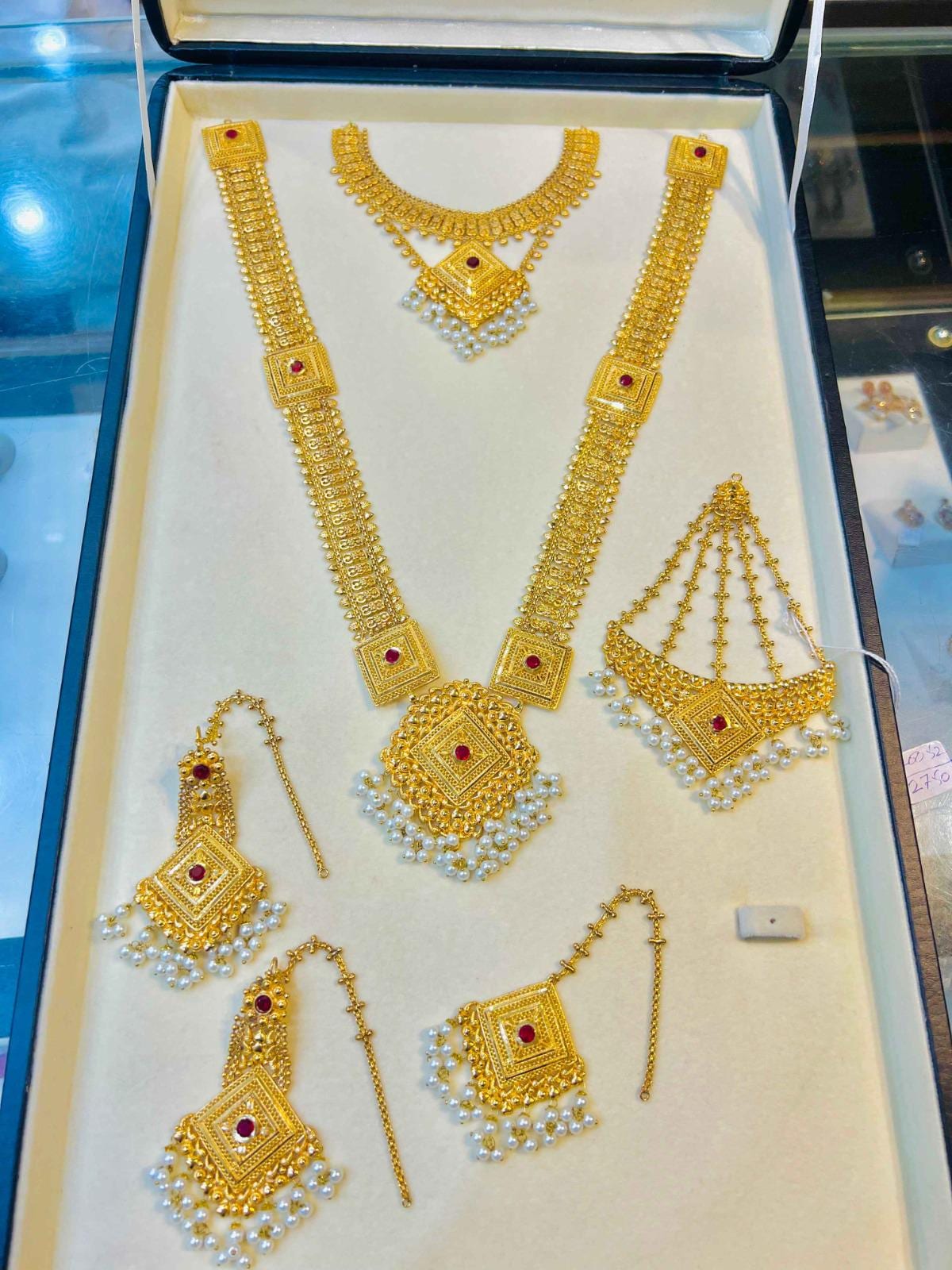 Long Gold Plated Bridal Jewelry Set