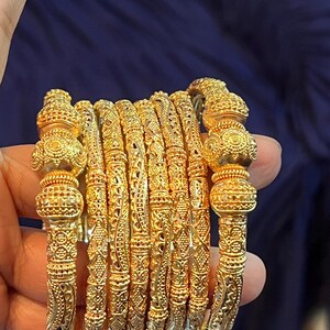 Pipe Structure 24K Gold Plated Bangles | Bridal Jewelry For Weddings | Pakistani Indian Asian Bridal Jewelry image 4