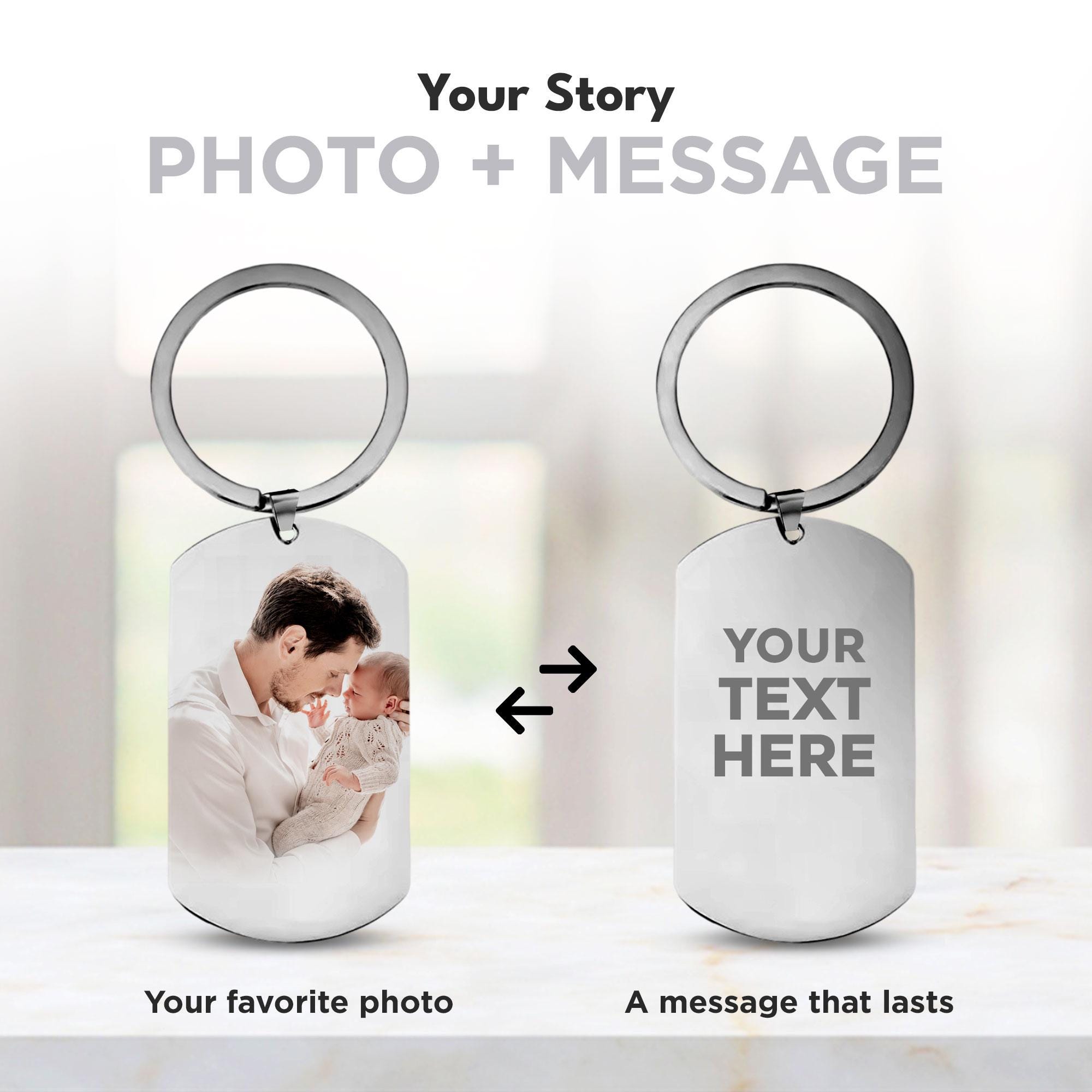 Personalized Photo Keychain • Custom Engraved Text Gift - Etsy