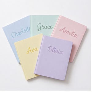 Personalized Embroidered Pastel Folder, Custom Monogram Document Organizer
