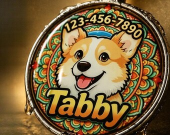 Personalized Pet ID Tag, Custom Boho Mandala Cartoon Anti Lost Pet Name