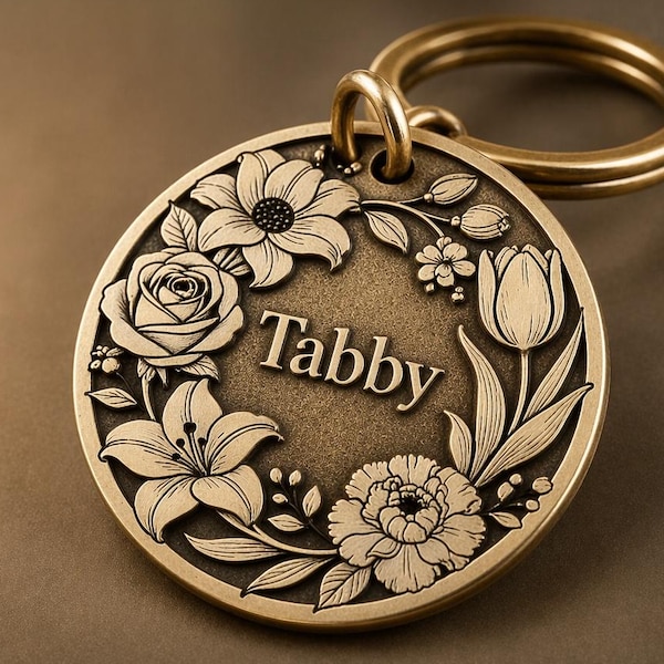 Secret Floral Half Wreath Brass Pet ID Tag You’ve Never Seen Before
