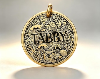 Personalized Vintage Ocean Brass Dog Tag Custom Engraved Pet ID Tag